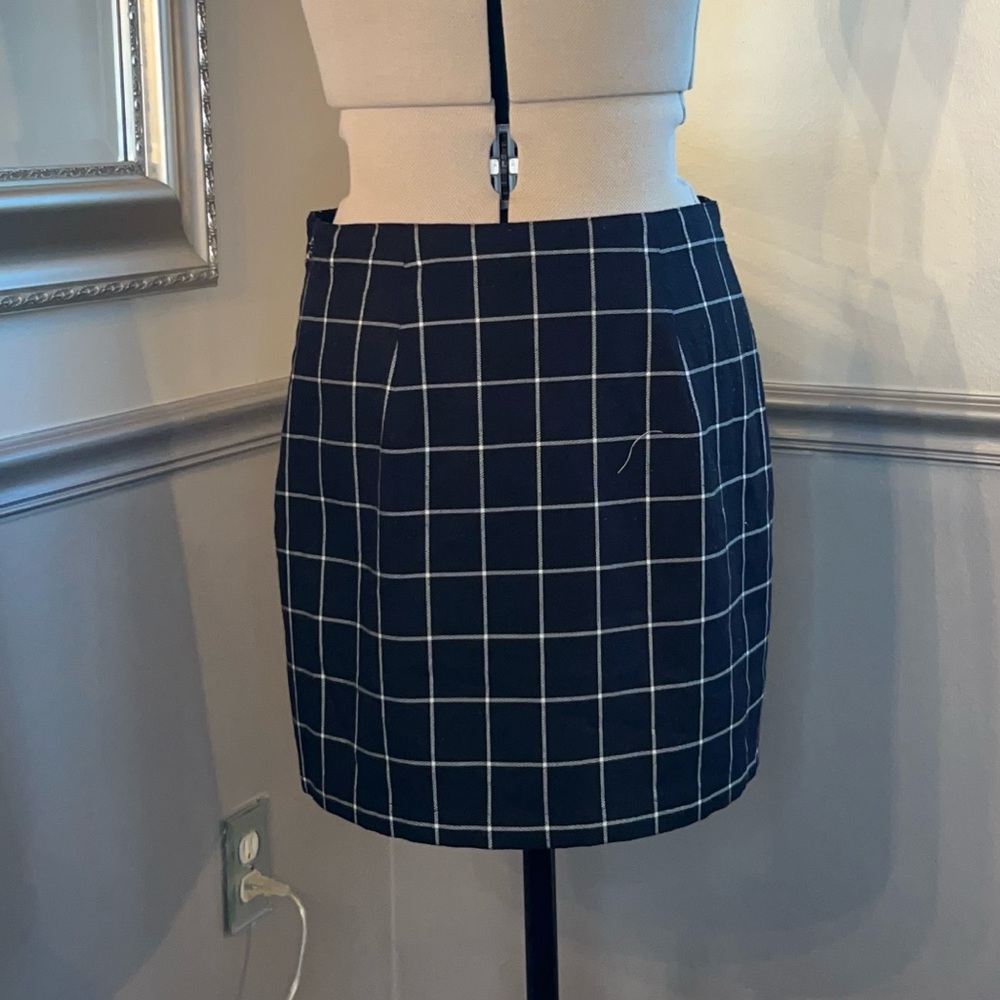 Abercrombie & Fitch Blue Grid Mini Pencil Skirt